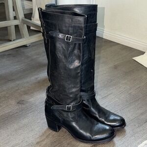 FRYE Jane black leather Women's tall shaft Boots in size 9.5